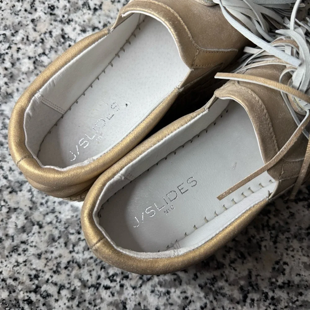 J Slides Women’s Raoul Closed Toe Leather Espadrille Flats Size 8
